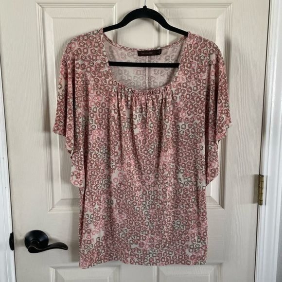 The Limited Cream & Pink Circle Print Blouse, Sz Medium - Picture 2 of 16